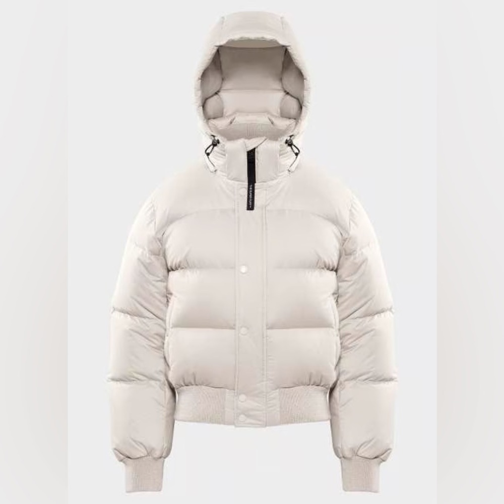 Aritzia Cream Super Puff Cropped Bomber